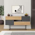 Μπουφές Eros Megapap sapphire oak – ανθρακί 145x40x82εκ.