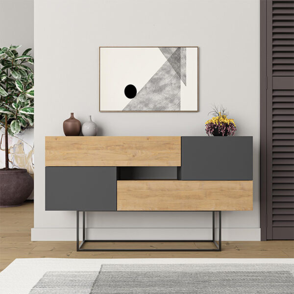 Μπουφές Eros Megapap sapphire oak – ανθρακί 145x40x82εκ.