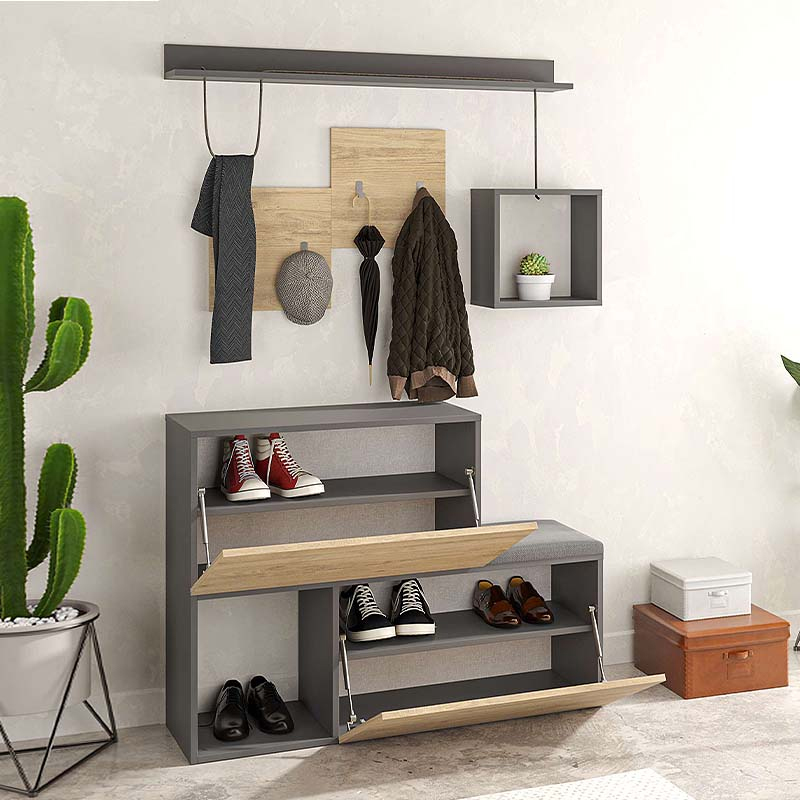 Έπιπλο εισόδου - παπουτσοθήκη Holdon Megapap sapphire oak/ανθρακί 120x36,5x87,5εκ. - Image 2