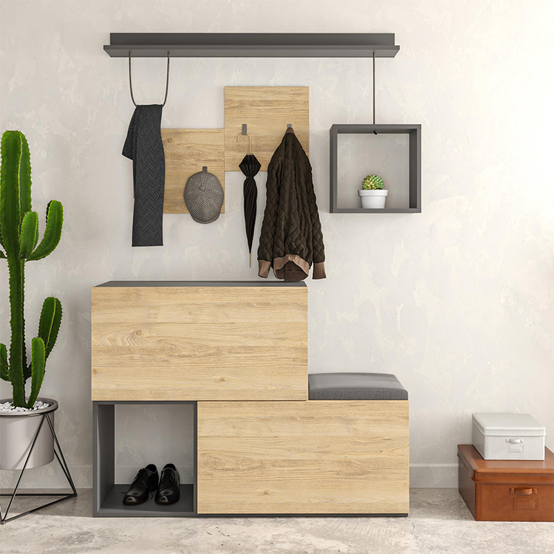 Έπιπλο εισόδου - παπουτσοθήκη Holdon Megapap sapphire oak/ανθρακί 120x36,5x87,5εκ. - Image 3