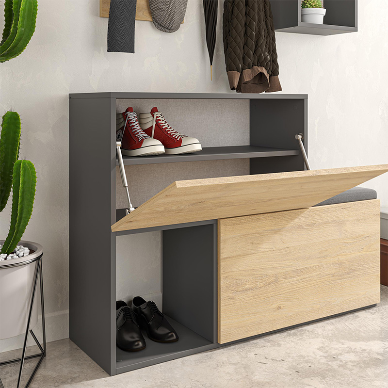 Έπιπλο εισόδου - παπουτσοθήκη Holdon Megapap sapphire oak/ανθρακί 120x36,5x87,5εκ. - Image 5