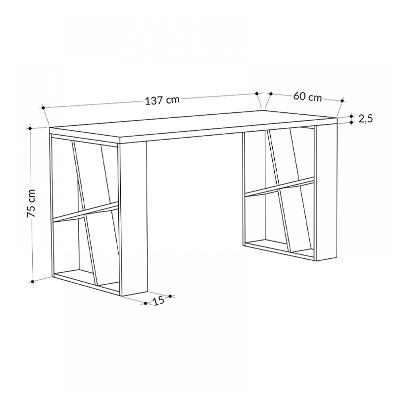 Γραφείο εργασίας Honey Megapap χρώμα λευκό 137x60x75εκ - Image 3