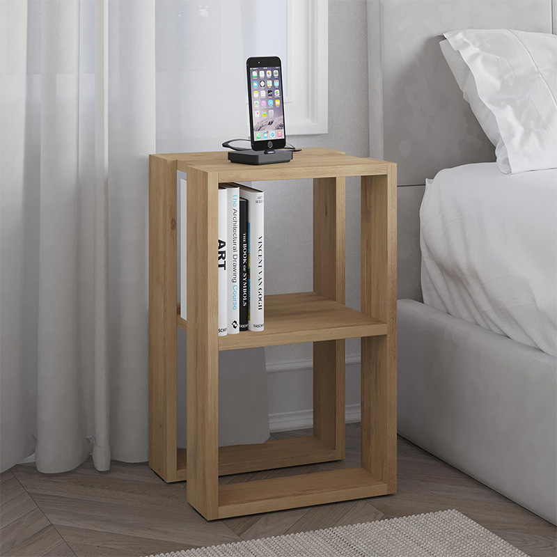 Κομοδίνο – Τραπεζάκι βοηθητικό Lonie Megapap χρώμα sapphire oak 34x30x55εκ.