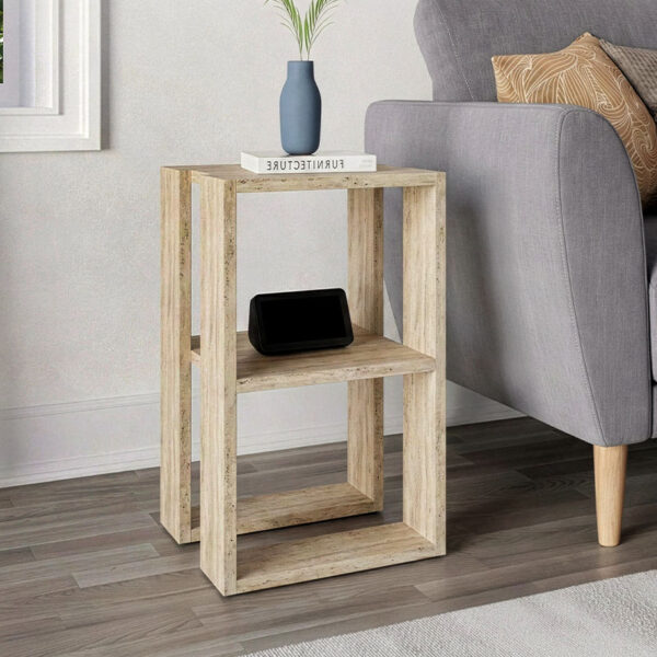 Κομοδίνο – Τραπεζάκι βοηθητικό Lonie Megapap χρώμα travertine 34x30x55εκ.