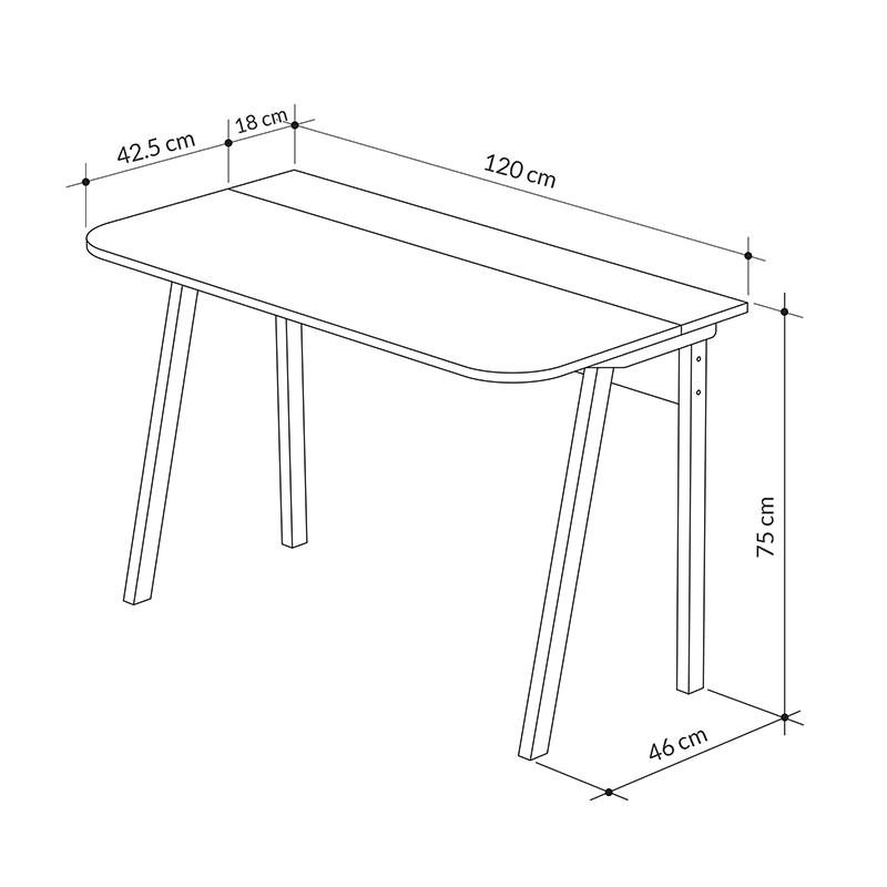 Γραφείο εργασίας Luton Megapap χρώμα sapphire oak 120x60x75εκ. - Image 5