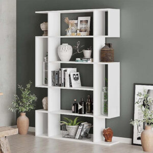 Βιβλιοθήκη Mito Megapap χρώμα λευκό 108x25x161εκ.