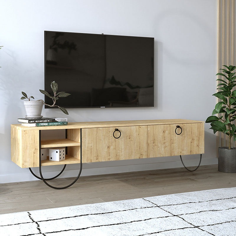 Έπιπλο τηλεόρασης Norfolk Megapap χρώμα sapphire oak 151x35x43εκ.