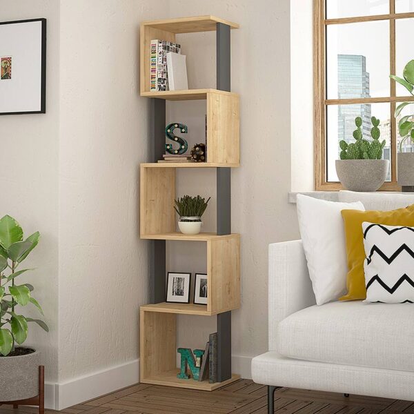 Βιβλιοθήκη Piri Megapap χρώμα sapphire oak/ανθρακί 35x30x161εκ.