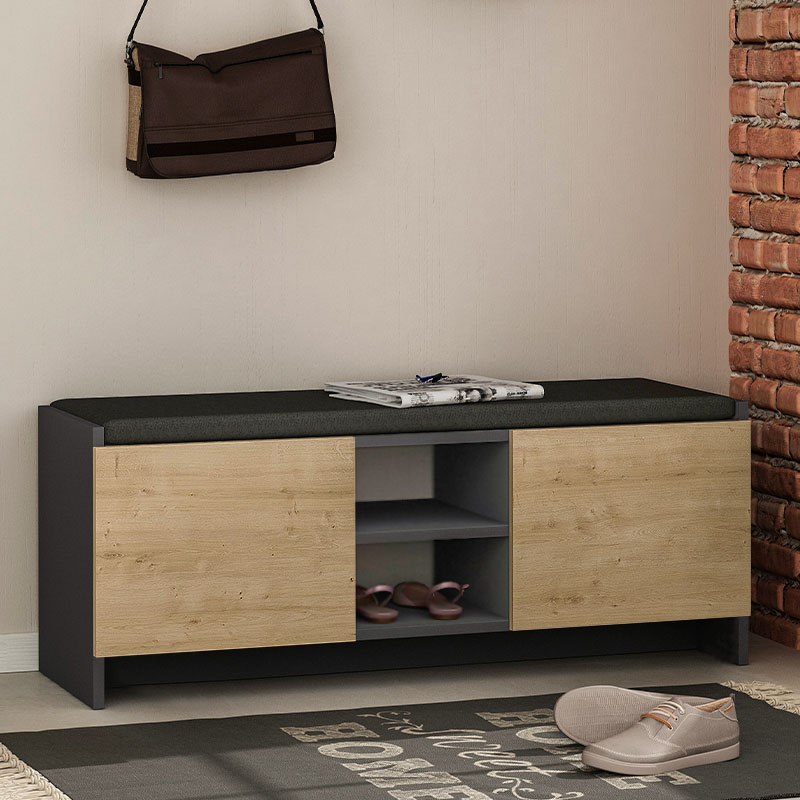 Παπουτσοθήκη Zulla Megapap χρώμα ανθρακί – sapphire oak 110x37x43εκ.