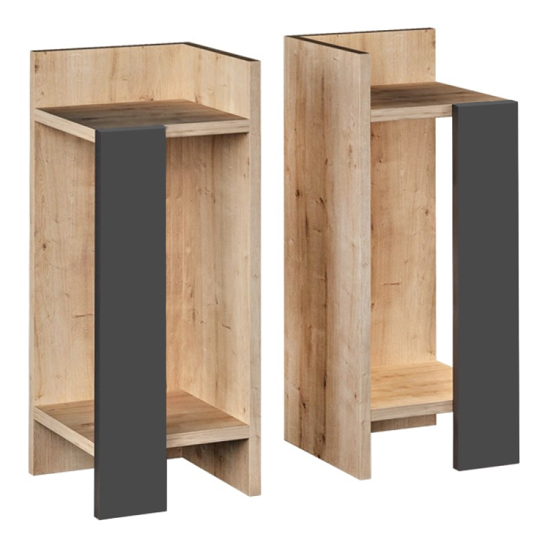 Κομοδίνο Elos Megapap σετ 2 τεμαχίων χρώμα sapphire oak – ανθρακί 25x27x60εκ.