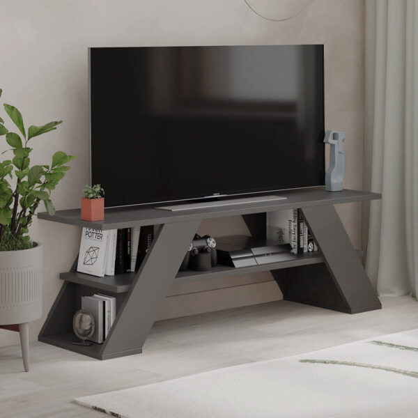 Έπιπλο τηλεόρασης Farfalla Megapap χρώμα ανθρακί 120×33,5×40εκ.