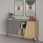 Μπουφές Fiona Megapap χρώμα sapphire oak – γκρι ρετρό 150×35,6×82εκ.