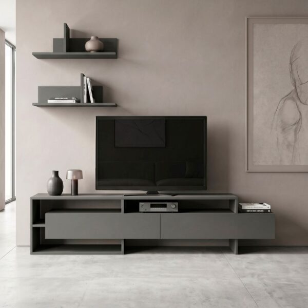 Έπιπλο τηλεόρασης Gara Megapap χρώμα ανθρακί 180×29,8×42εκ.
