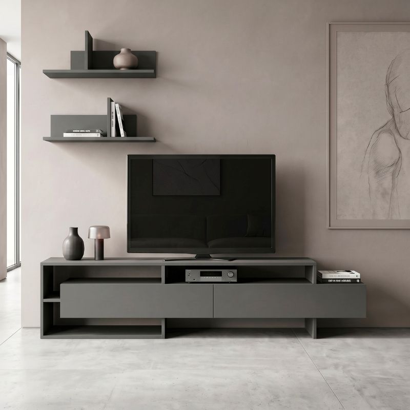 Έπιπλο τηλεόρασης Gara Megapap χρώμα ανθρακί 180×29,8×42εκ.