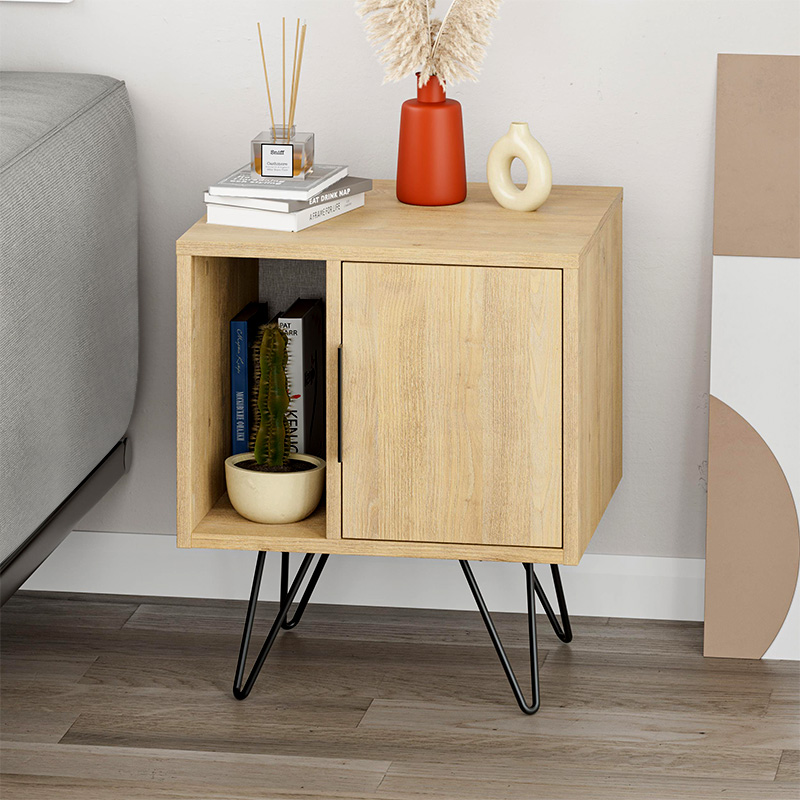 Κομοδίνο Glynn Megapap χρώμα sapphire oak 50,2×44,6×60εκ.