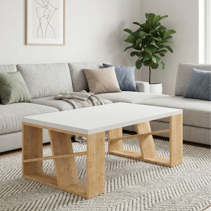 Τραπεζάκι σαλονιού Honey Megapap χρώμα sapphire oak – λευκό 105x60x40εκ.