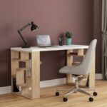 Γραφείο εργασίας Labirent Megapap χρώμα sapphire oak – λευκό 140x60x75εκ