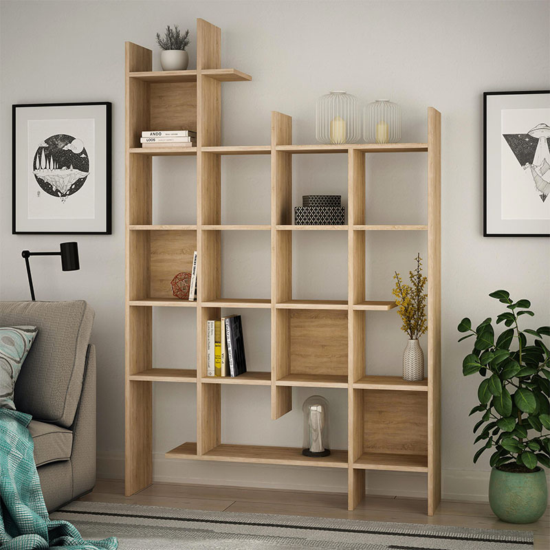 Βιβλιοθήκη Manco Megapap χρώμα sapphire oak 122×25,5×188εκ.