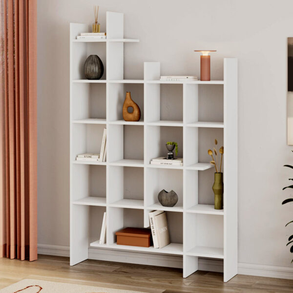 Βιβλιοθήκη Manco Megapap χρώμα λευκό 122×25,5×188εκ.