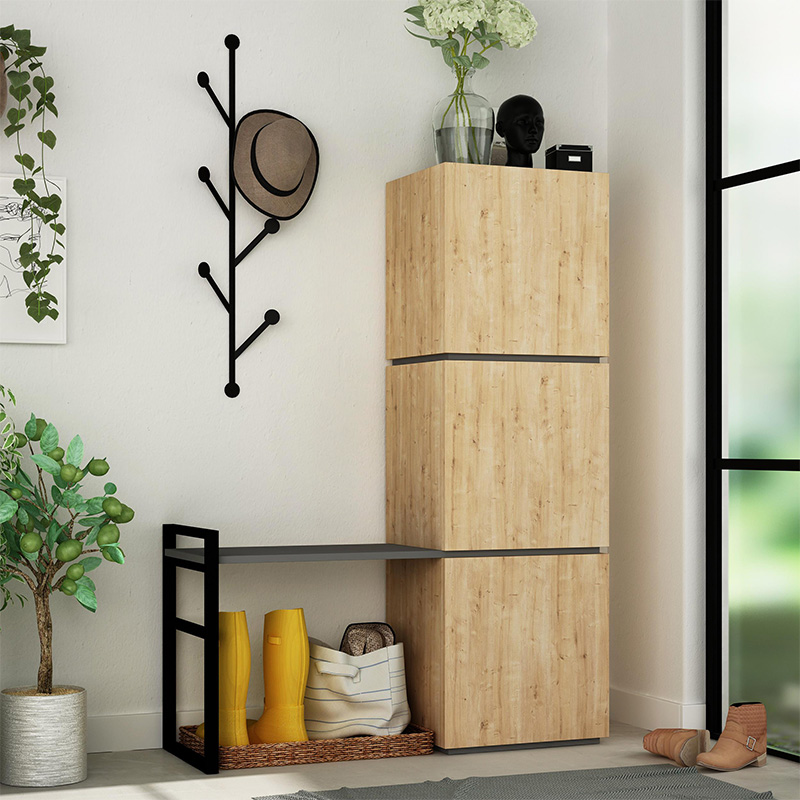 Έπιπλο εισόδου με κρεμάστρα Mello Megapap χρώμα sapphire oak 109x39x149εκ.