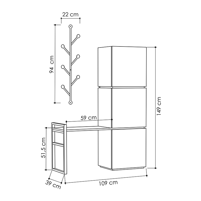 Έπιπλο εισόδου με κρεμάστρα Mello Megapap χρώμα sapphire oak 109x39x149εκ. - Image 4