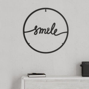 Διακοσμητικό τοίχου Smile Megapap μεταλλικό χρώμα μαύρο 45x2x45εκ.
