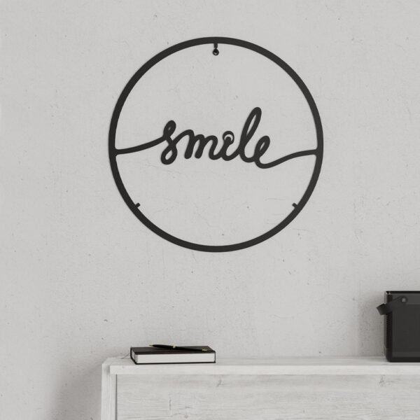 Διακοσμητικό τοίχου Smile Megapap μεταλλικό χρώμα μαύρο 45x2x45εκ.
