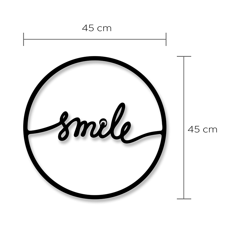 Διακοσμητικό τοίχου Smile Megapap μεταλλικό χρώμα μαύρο 45x2x45εκ. - Image 3