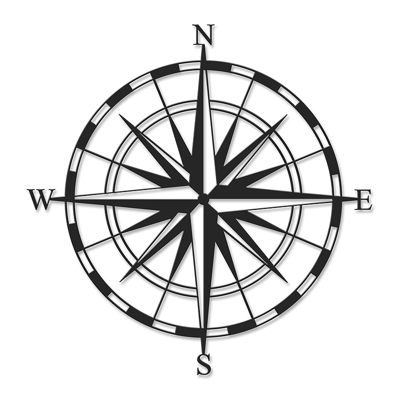 Διακοσμητικό τοίχου Compass Megapap μεταλλικό χρώμα μαύρο 45x2x45εκ. - Image 2
