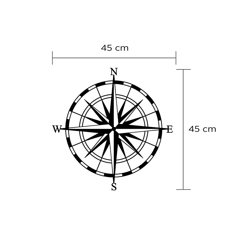 Διακοσμητικό τοίχου Compass Megapap μεταλλικό χρώμα μαύρο 45x2x45εκ. - Image 3