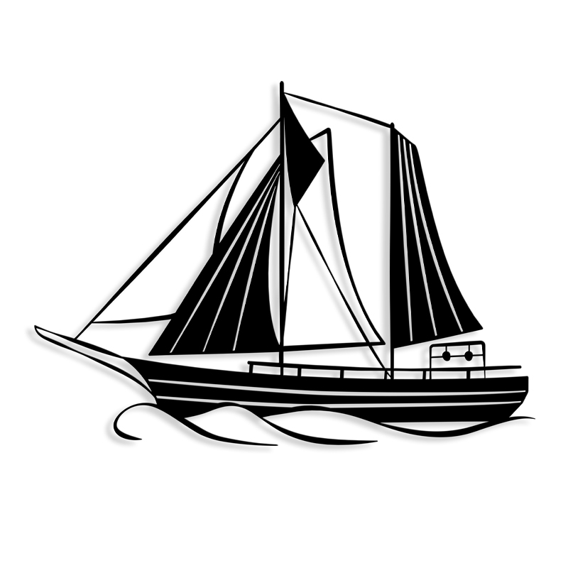 Διακοσμητικό τοίχου Sail Megapap μεταλλικό χρώμα μαύρο 55x2x40εκ. - Image 2