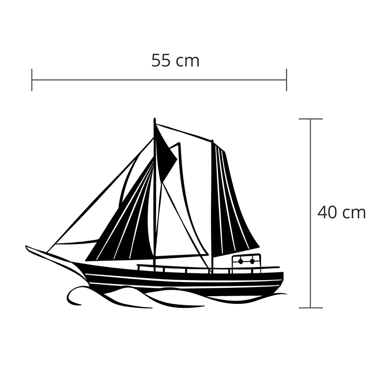 Διακοσμητικό τοίχου Sail Megapap μεταλλικό χρώμα μαύρο 55x2x40εκ. - Image 3