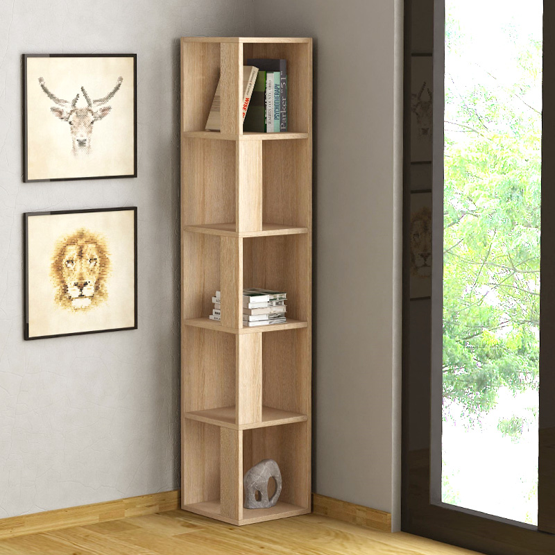 Βιβλιοθήκη γωνιακή Piano Megapap χρώμα sapphire oak 31,4×31,4×158,9εκ.