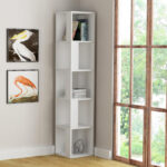Βιβλιοθήκη γωνιακή Piano Megapap χρώμα λευκό 31,4×31,4×158,9εκ.