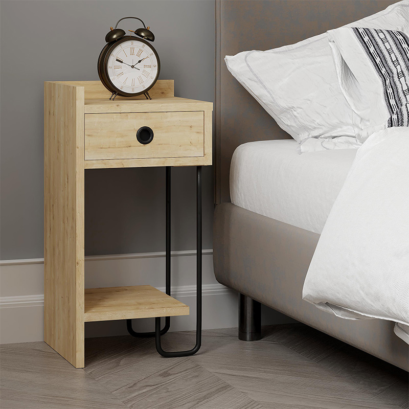 Κομοδίνο Sirius Megapap αριστερό χρώμα sapphire oak 32x30x61εκ.