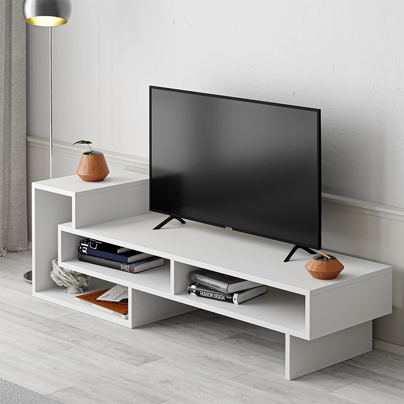 Έπιπλο τηλεόρασης Tetra Megapap χρώμα λευκό 136,7x40x42εκ. - Image 2