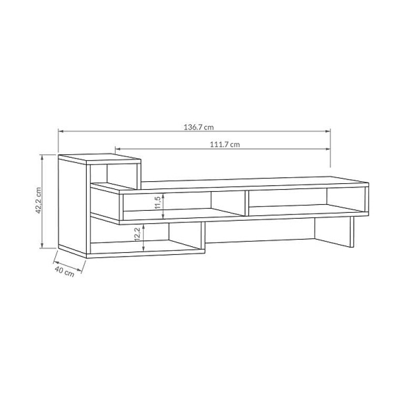 Έπιπλο τηλεόρασης Tetra Megapap χρώμα λευκό 136,7x40x42εκ. - Image 4