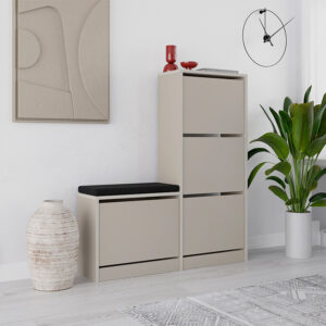 Παπουτσοθήκη Dude Megapap χρώμα sandstone 104,8x26x118,5εκ.