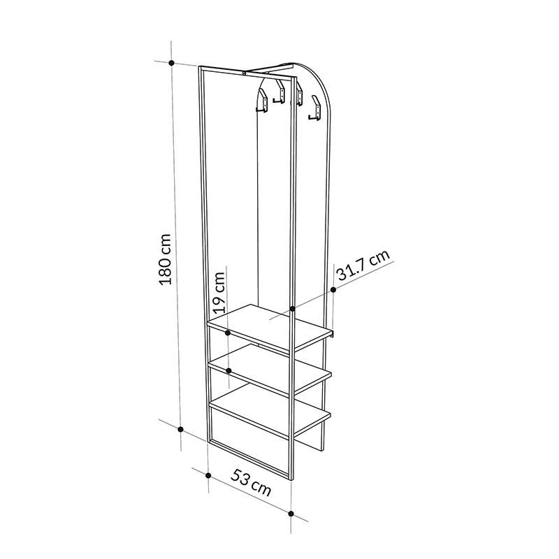 Έπιπλο εισόδου Archy Megapap χρώμα sapphire oak 53x31,7x180εκ. - Image 7