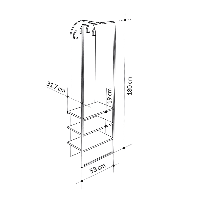 Έπιπλο εισόδου Archy Megapap χρώμα γκρι ρετρό 53x31,7x180εκ. - Image 7