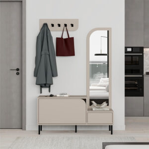 Έπιπλο εισόδου Mila Megapap με κρεμάστρα χρώμα sandstone120x37x171,6εκ.
