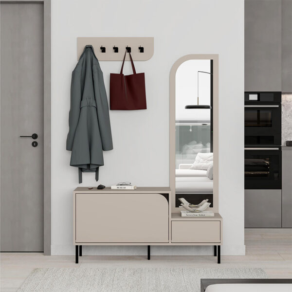 Έπιπλο εισόδου Mila Megapap με κρεμάστρα χρώμα sandstone120x37x171,6εκ.