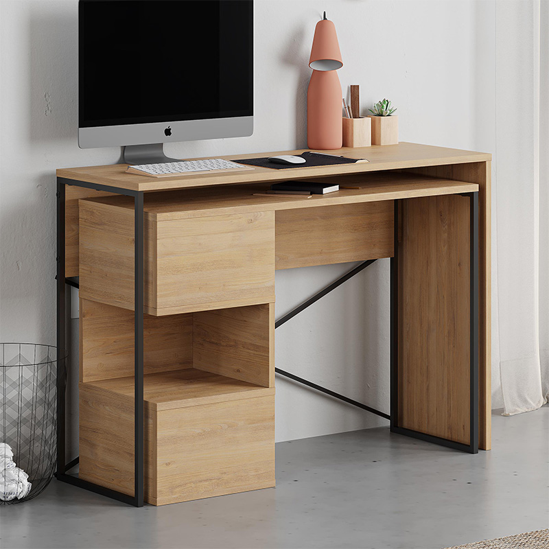 Γραφείο εργασίας πολυμορφικό Badau Megapap χρώμα sapphire oak 110x37,2x77εκ. - Image 2