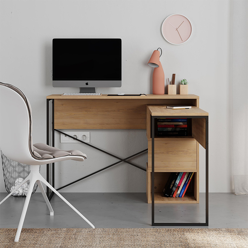Γραφείο εργασίας πολυμορφικό Badau Megapap χρώμα sapphire oak 110x37,2x77εκ. - Image 3