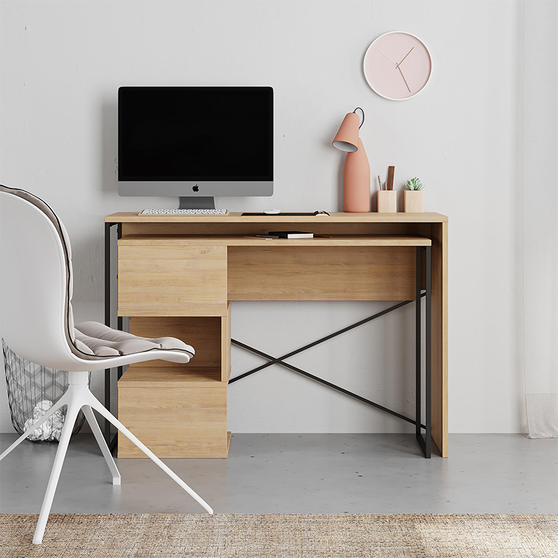 Γραφείο εργασίας πολυμορφικό Badau Megapap χρώμα sapphire oak 110x37,2x77εκ. - Image 4
