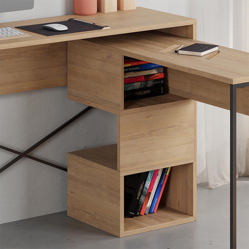 Γραφείο εργασίας πολυμορφικό Badau Megapap χρώμα sapphire oak 110x37,2x77εκ. - Image 5