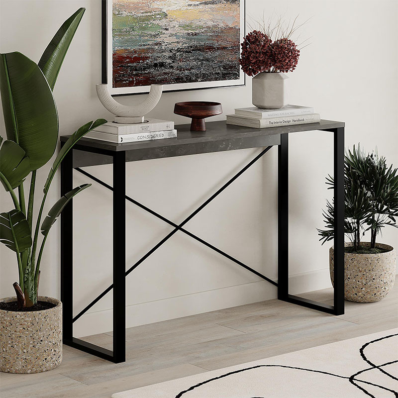 Κονσόλα Archie Megapap χρώμα γκρι ρετρό – μαύρο 110x35x75εκ.