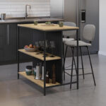Τραπέζι μπαρ Detroit Megapap χρώμα sapphire oak – silky black 100x60x95εκ.