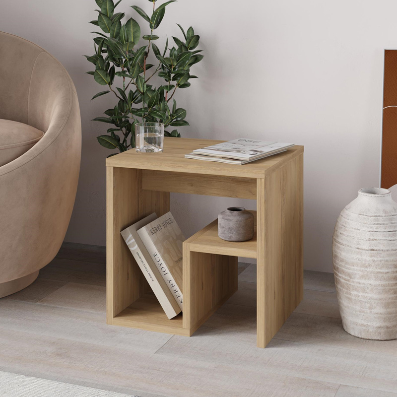 Τραπεζάκι βοηθητικό – Κομοδίνο Bon Megapap χρώμα sapphire oak 40x35x40εκ.