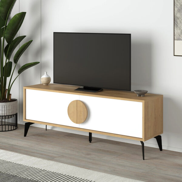 Έπιπλο τηλεόρασης Gora Megapap χρώμα sapphire oak – λευκό 140×35,6×51εκ.